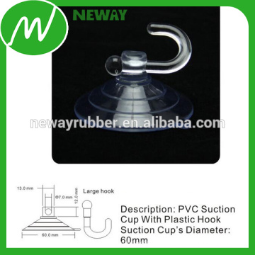 Clear PVC 60mm Threaded Large Hook Suction Cups